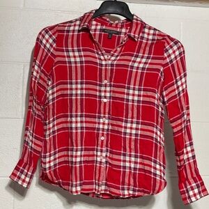 Banana Republic Button up Shirt Women's XS Red Plaid Dillon Classic Fit